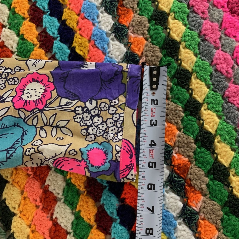 Vintage 70s Elephant Pants Matching Tie Crop Top Neon Floral Psychedelic… - Picture 12 of 14